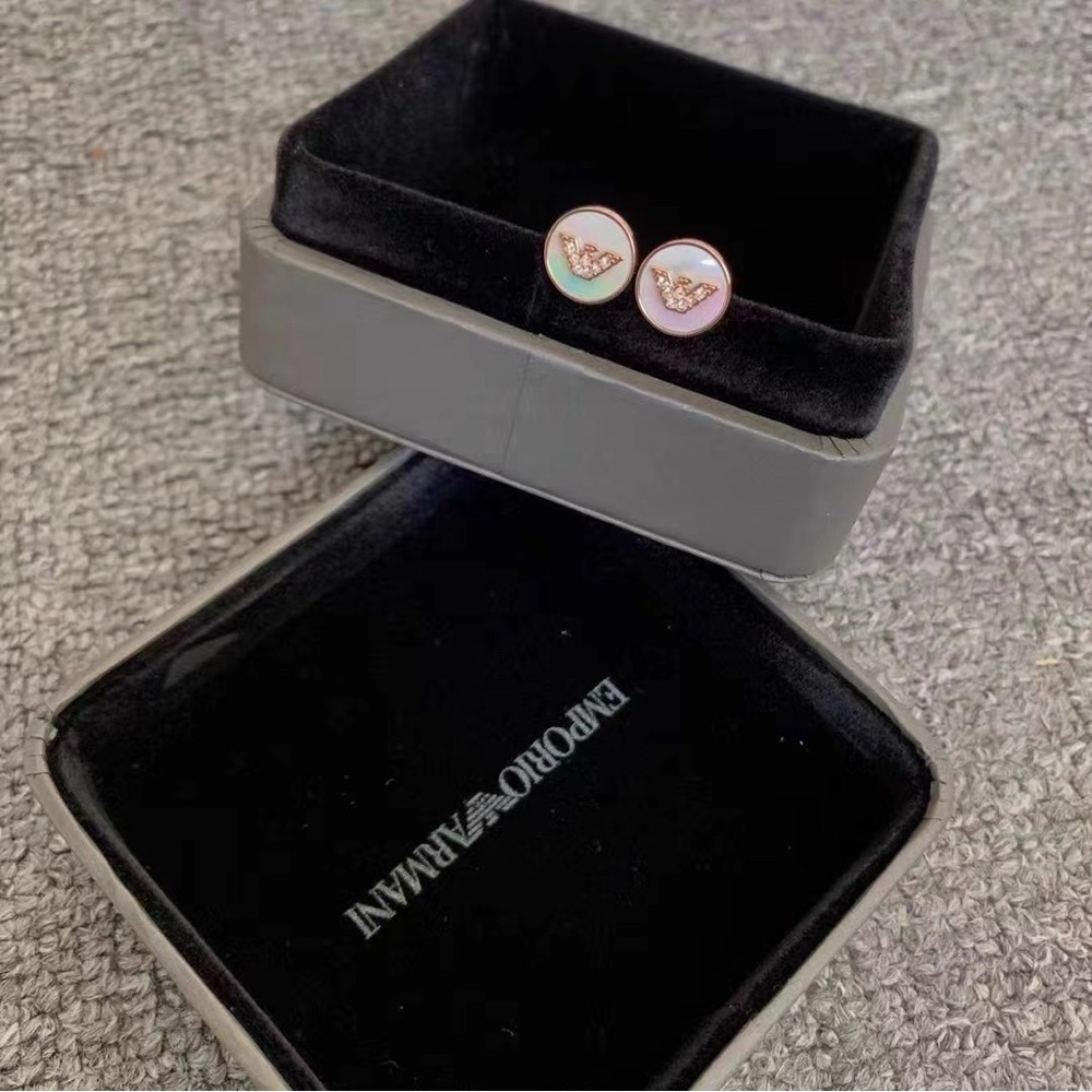 Emporio Armani Women's Pink and Gold Stud Earrings